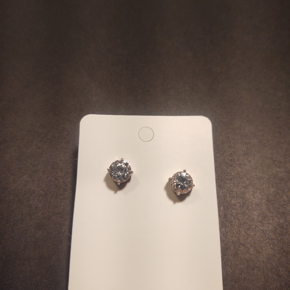 Silver diamond stud earrings